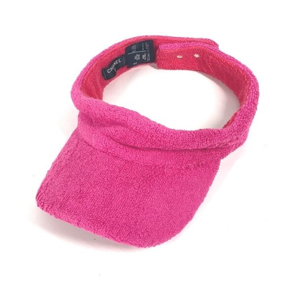 CHANEL 20C logo Hat Pile Visor Sun visor cotton pink - Picture 4 of 16